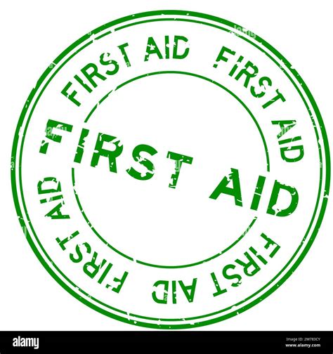 Grunge Green First Aid Word Round Rubber Seal Stamp On White Background