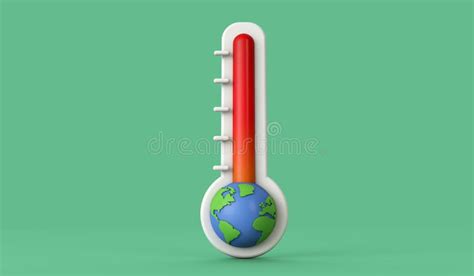 Concepto De Cambio Climático Termómetro De Temperatura De La Tierra En Ascenso 3d Stock De