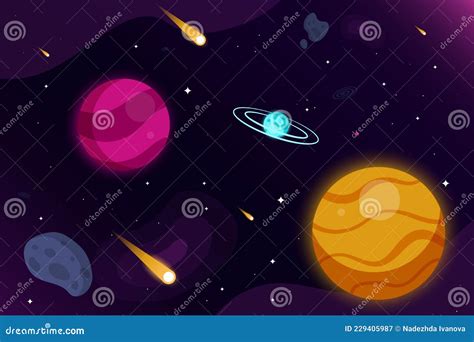 Cartoon Galaxy Background Vector Illustration Stock Vector