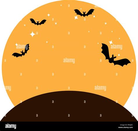 bats flying halloween scene vector illustration design Stock Vector ...