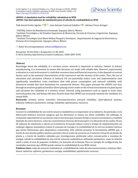 Pdf Swsn A Simulation Tool For Reliability Calculation In Wsn