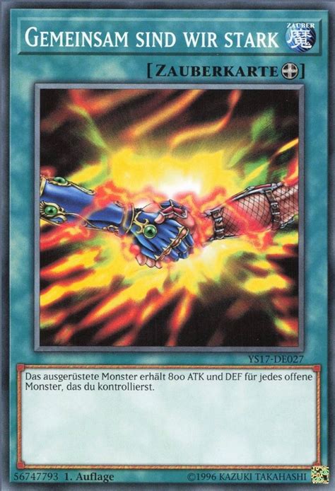 Recollectibles Sammelkarte Yugioh Karte Gemeinsam Sind Wir Stark Yu Gi