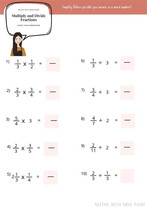 Division And Multiplication Of Fractions Worksheets Printable Worksheets