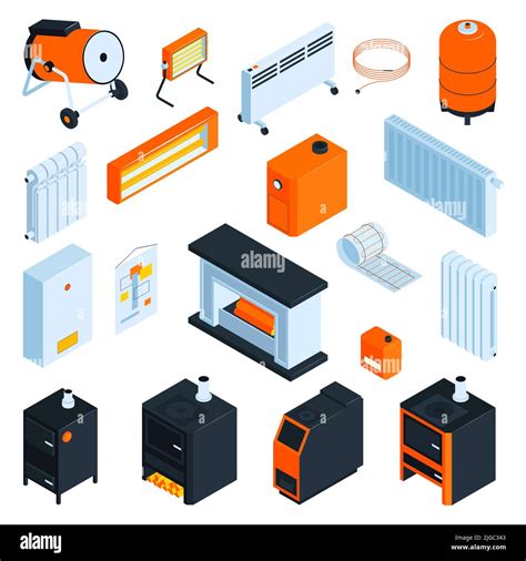 Heating System And Boiler Set With Convector And Radiator Isometric