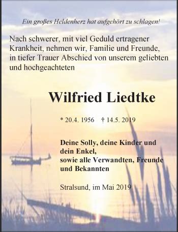 Traueranzeigen Von Wilfried Liedtke Trauer Anzeigen De