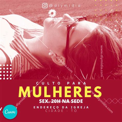 Culto Para Mulheres Banner Gospel Editável Canva Free