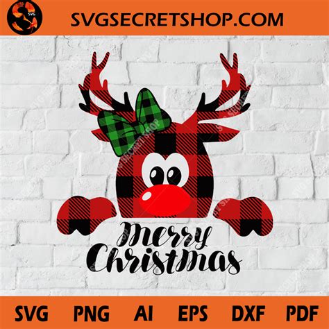 Buffalo Plaid Reindeer Svg Reindeer Svg Peeping Reindeer Merry