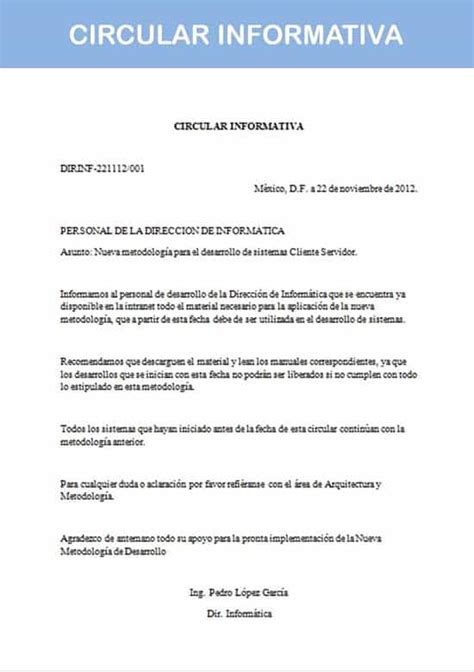 Ejemplo Circular Informativa