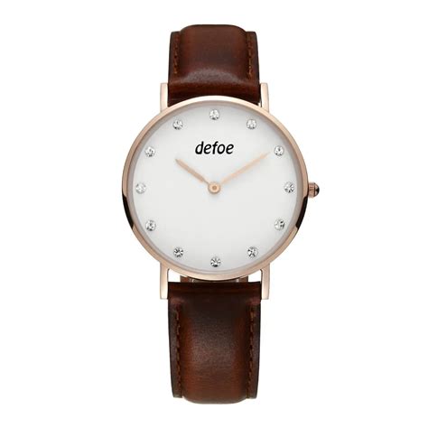 Defoe High Quality Womens Stainless Steel Watch Genuine Leather