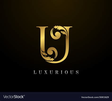 Gold Elegant Letter U Logo Graceful Style Vector Image