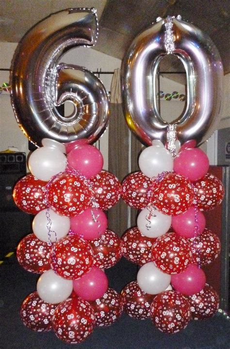 Balloon Column 60th Birthday Party Decorations Birthday Balloons Diy Birthday Decorations