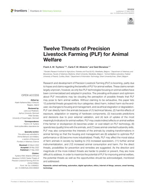 Pdf Twelve Threats Of Precision Livestock Farming Plf For Animal