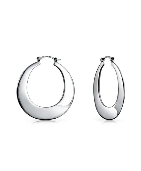 Flat Round Snap Back Sterling Silver Hoop Earrings - CI11B4F2Q6X