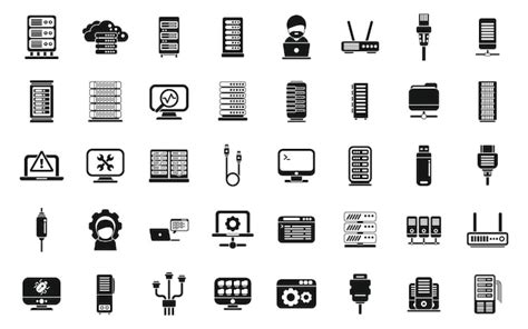 Premium Vector System Administrator Icons Set Simple Vector Server Data