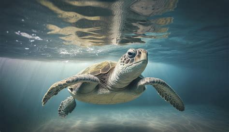 Mar Tartaruga Nata O Embaixo Da Agua Dentro Azul Oceano Gua Criada