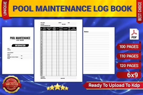 Pool Maintenance Logbook KDP Manuscript Graphic By Geniousify