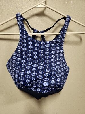 Athleta 36B C Tangier Printed High Neck Underwire Bikini Swimsuit Top