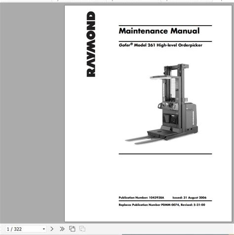 Raymond Gofer High-level Order Pick 261 Schematic, Maintenance & Parts ...