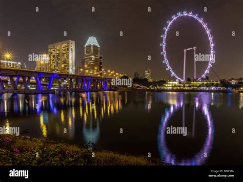 Night View of Singapore Flyer, Singapore Stock Photo - Alamy