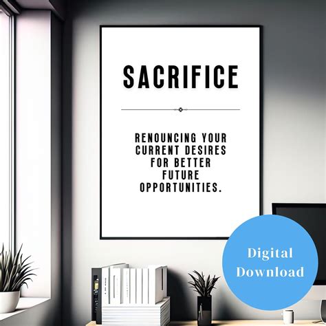 Sacrifice Definition Printable Wall Art Inspirational Home Decor For