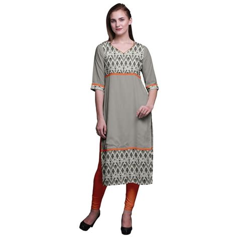 Bimba Panel Straight Kurtis For Women Long Kurti Dress Printed Indian