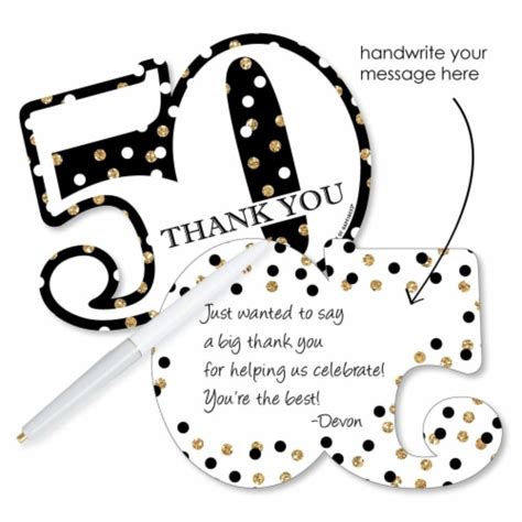 Big Dot Of Happiness Adult 50th Birthday Gold Shaped Thank You Cards And Envelopes 12 Ct 12