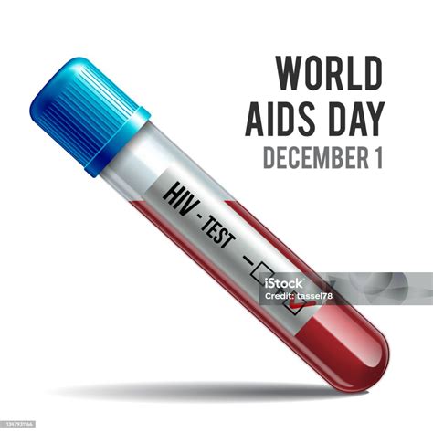 Tabung Hiv Dengan Darah Simbol Hari Aids Sedunia Ilustrasi Stok Unduh