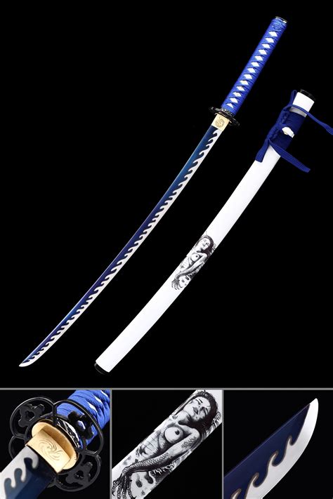 Customer Reviews | Handmade Japanese Katana Sword With Blue Blade And ...