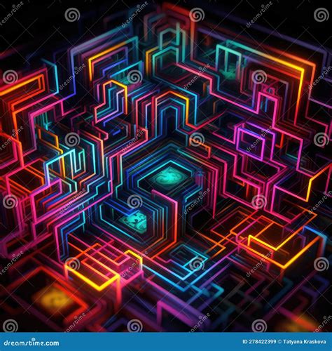 Abstract neon maze stock illustration. Illustration of neon - 278422399