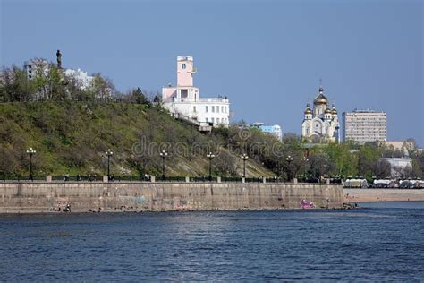 Rzeka Amur Bulwar W Khabarovsk Obraz Stock Obraz złożonej z rosja