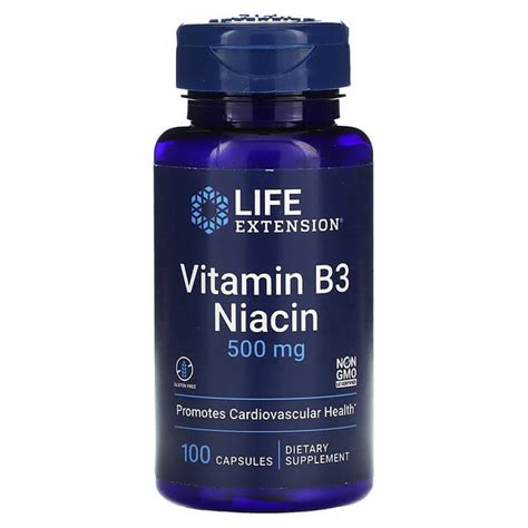 Life Extension Vitamin B3 Niacin 500 Mg 100 Capsules