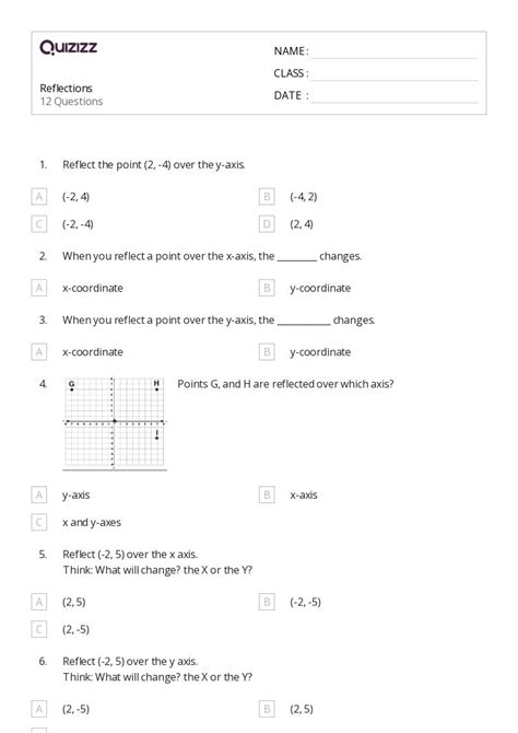 50 Reflections Worksheets For 6th Grade On Quizizz Free And Printable