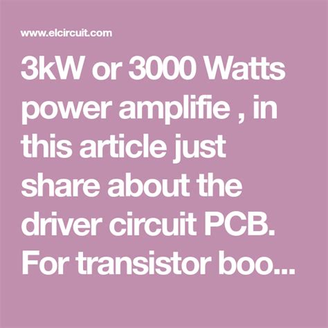 3kw Power Amplifier Driver Circuit Pcb Layout