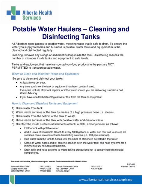 Fillable Online Potable Water Haulers Cleaning And Fax Email Print