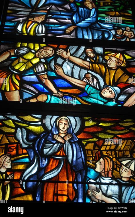 Stained Glass Windows In Manila Cathedral Intramuros Philippines