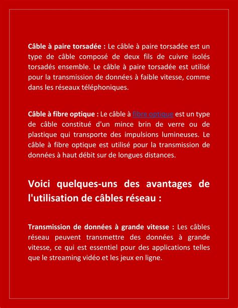 PPT Types et Avantages du Câble Réseau PowerPoint Presentation free