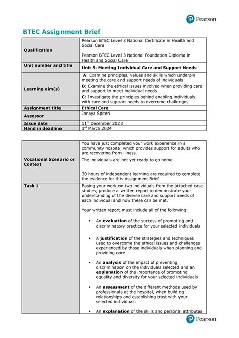 Unit 5 Task 1 Assignment Brief 23 24 Btec Assignment Brief