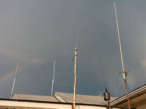 This Is My Antenna Farm With A Rainbow Behind It The Antennas Are