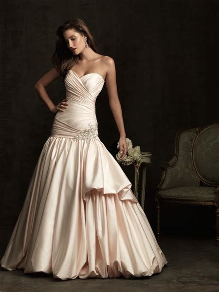 Mermaid Sweetheart Champagne Color Satin Wedding Dress With Ruched Train