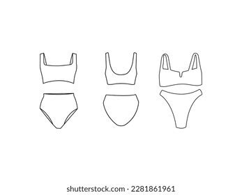 Swimming Suits Set Doodle Bikini Collectionbikini Stock Vector Royalty