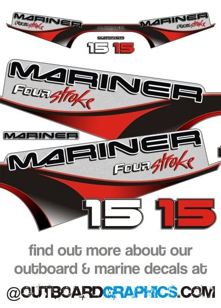 Mariner 15hp Four Stroke Outboard Engine Decalssticker Kit