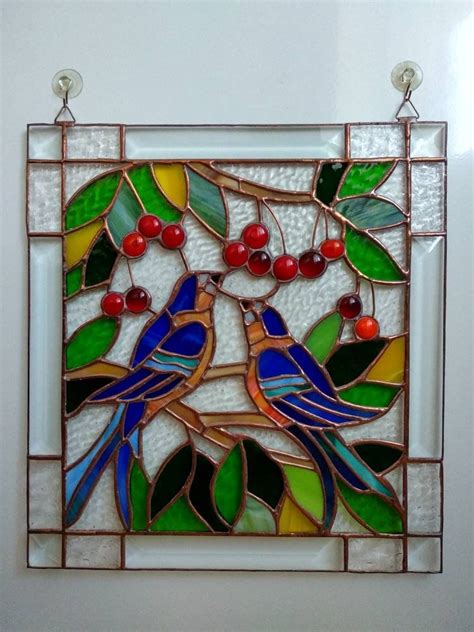 Blue Bird Suncatcher Stained Glass Panel Beveled Glass Panel Artofit