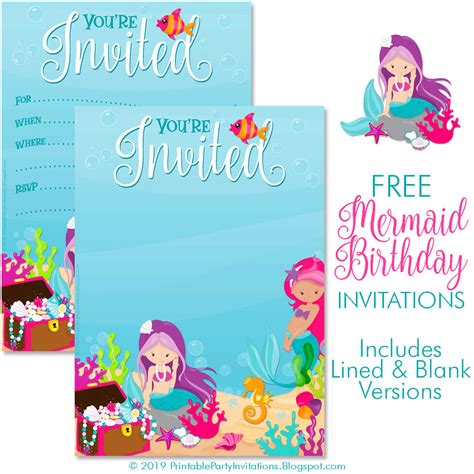 FREE Mermaid Invitations | Free Printable Party Invitations