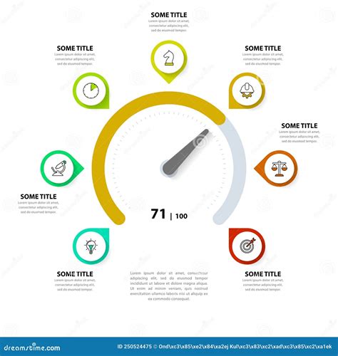 Infographic Template Editable Indicator With 7 Steps Stock Vector