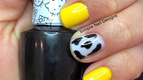 Easy Cow Print With Yellow Nail Art Tutorial Youtube