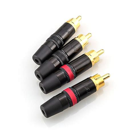 Pcs Rean Phono Rca Plugs Gold Plated Red White Nys Hifi Audio