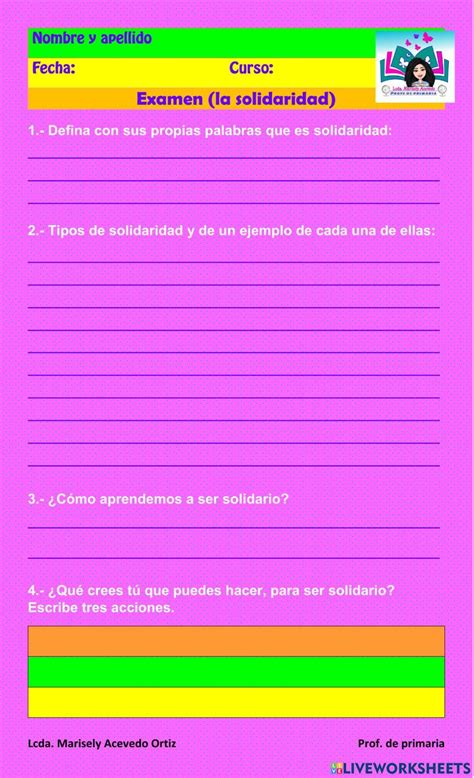 El Valor De La Solidaridad Interactive Worksheet Live Worksheets