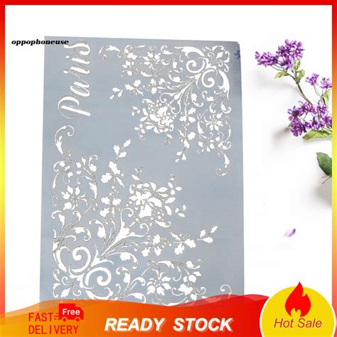 Oppo Stencil Reusable Alphabet Letter Design Hollow Floral Diy Layering