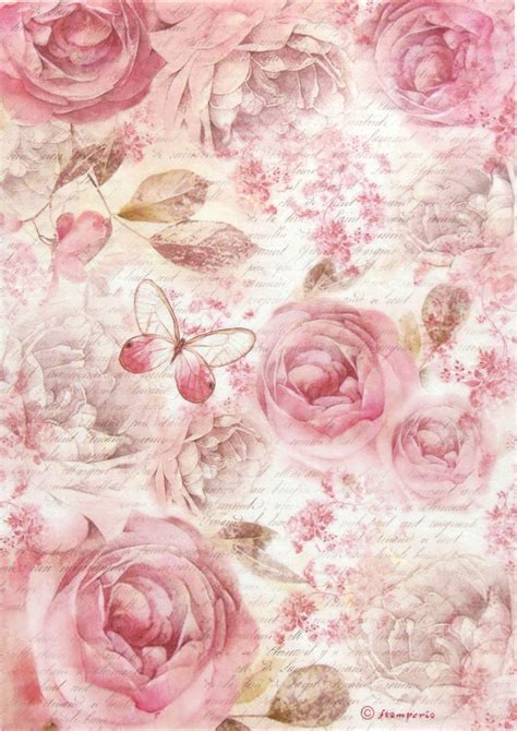 £19 Gbp Rice Paper For Decoupage Scrapbook Craft Sheet Pink Roses Ebay Home And Garden