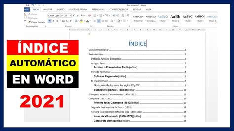 2021 Como hacer un índice automático en Word YouTube